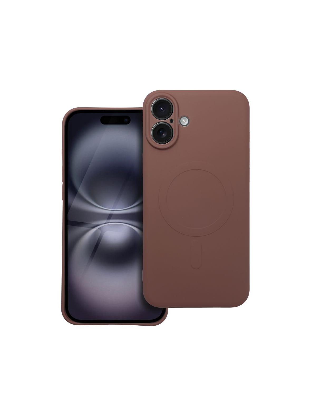 Futerał SILICONE MAG COVER kompatybilny z MagSafe do IPHONE 16 Plus brązowy