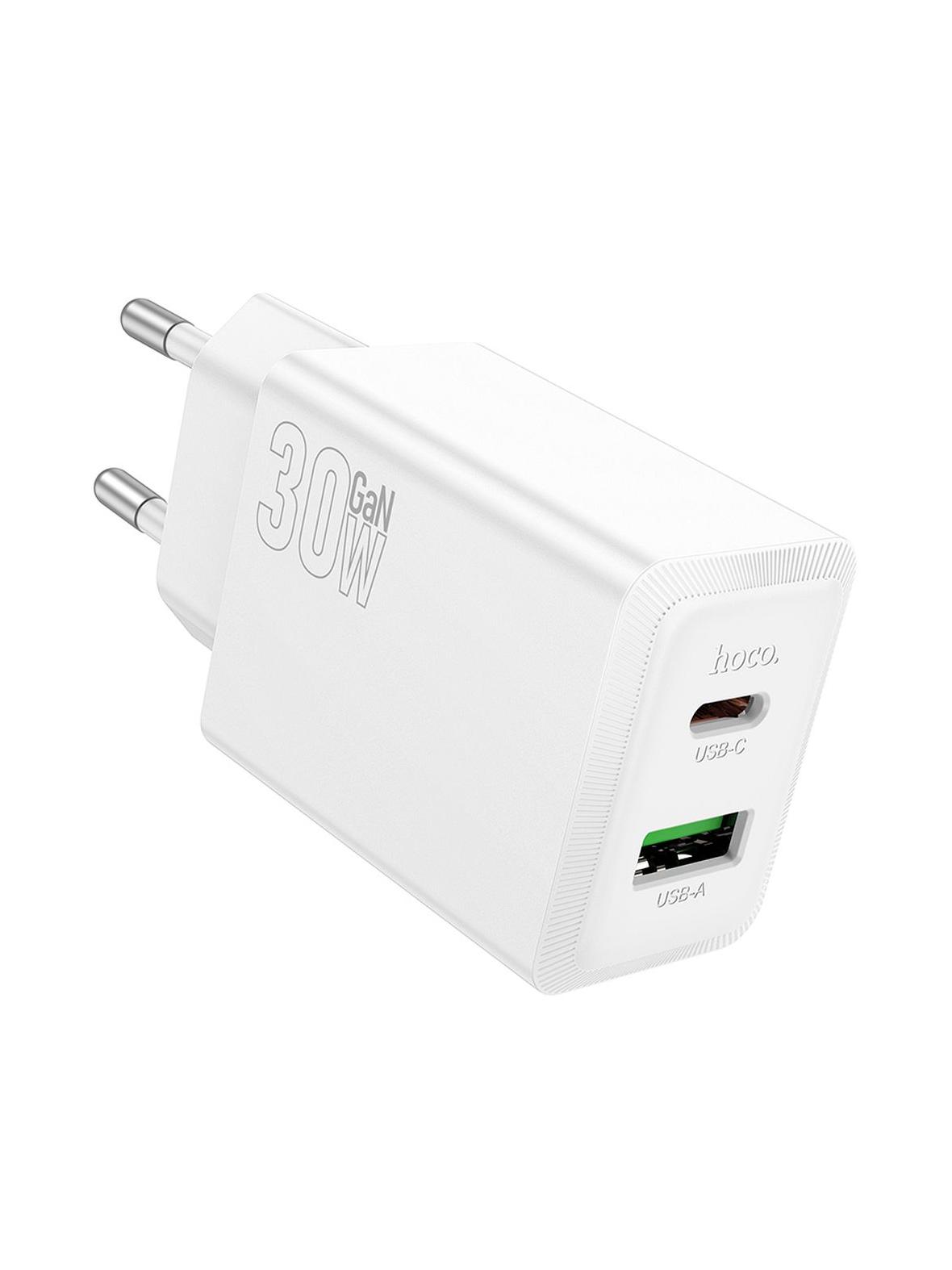 Ładowarka sieciowa do telefonu Hoco USB A + USB C QC3.0 PD AFC 3A 30W N71 biała