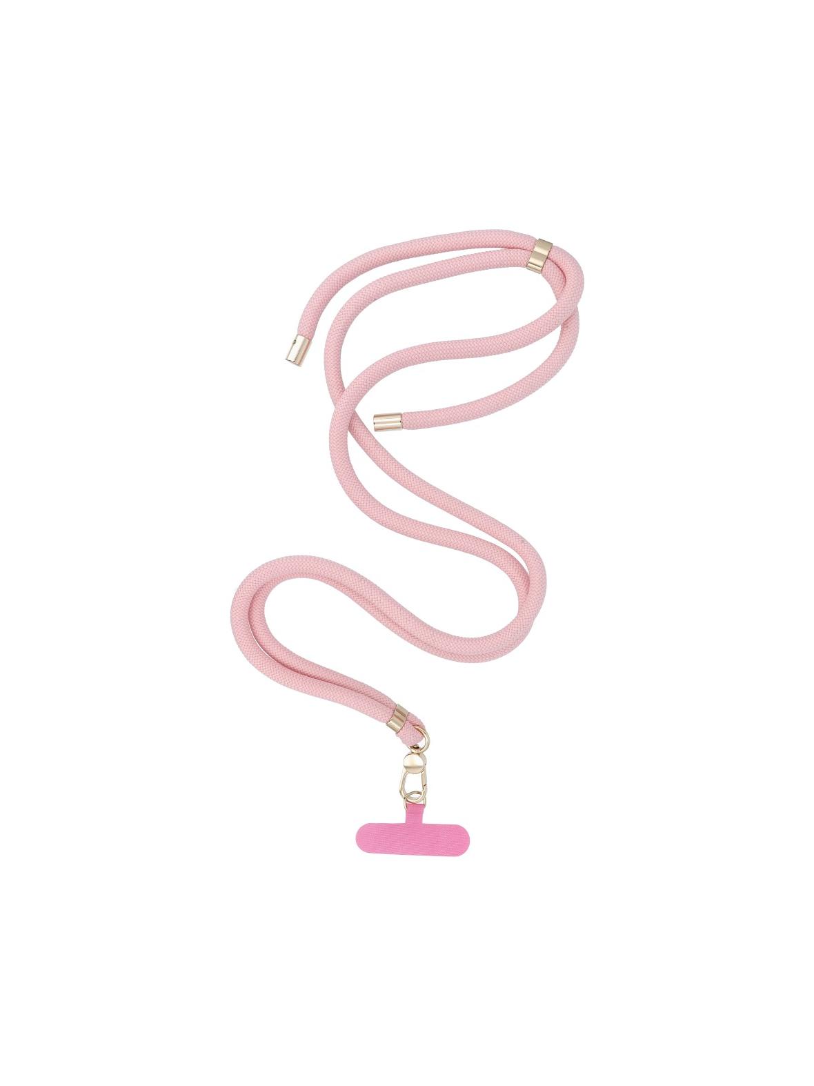 Smycz do telefonu, Zawieszka do telefonu - SWING (8mm) z regulacją długości / długość sznura 165cm (max 82,5cm w pętli) / na ramię lub szyję - jasnoróżowy