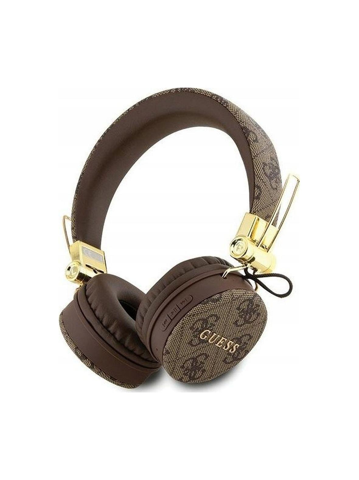 Słuchawki bezprzewodowe nauszne Guess Metal Logo GUBH704GEMW brązowe