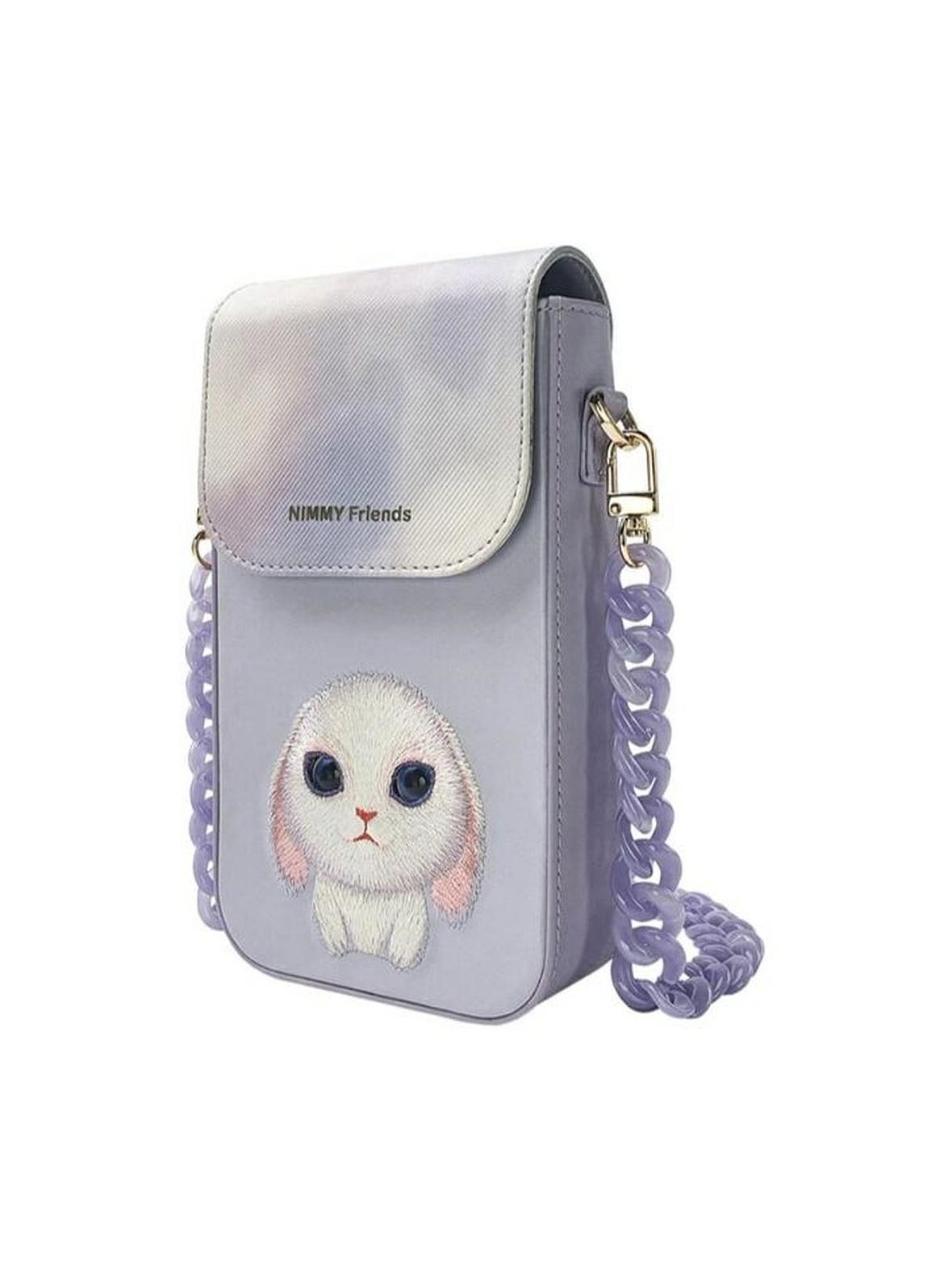 NIMMY zestaw 3w1 torebka na telefon + protfel + etui na lokalizator BIG EYED PET 2.0 Rabbit fioletowy