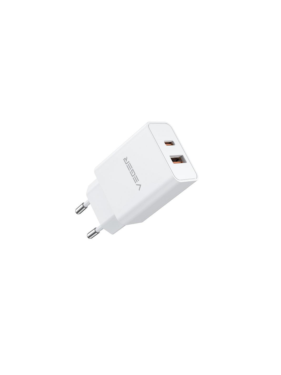 Ładowarka sieciowa do telefonu VEGER USB A + Typ C PD QC3.0 3A 30W VLS302U biała