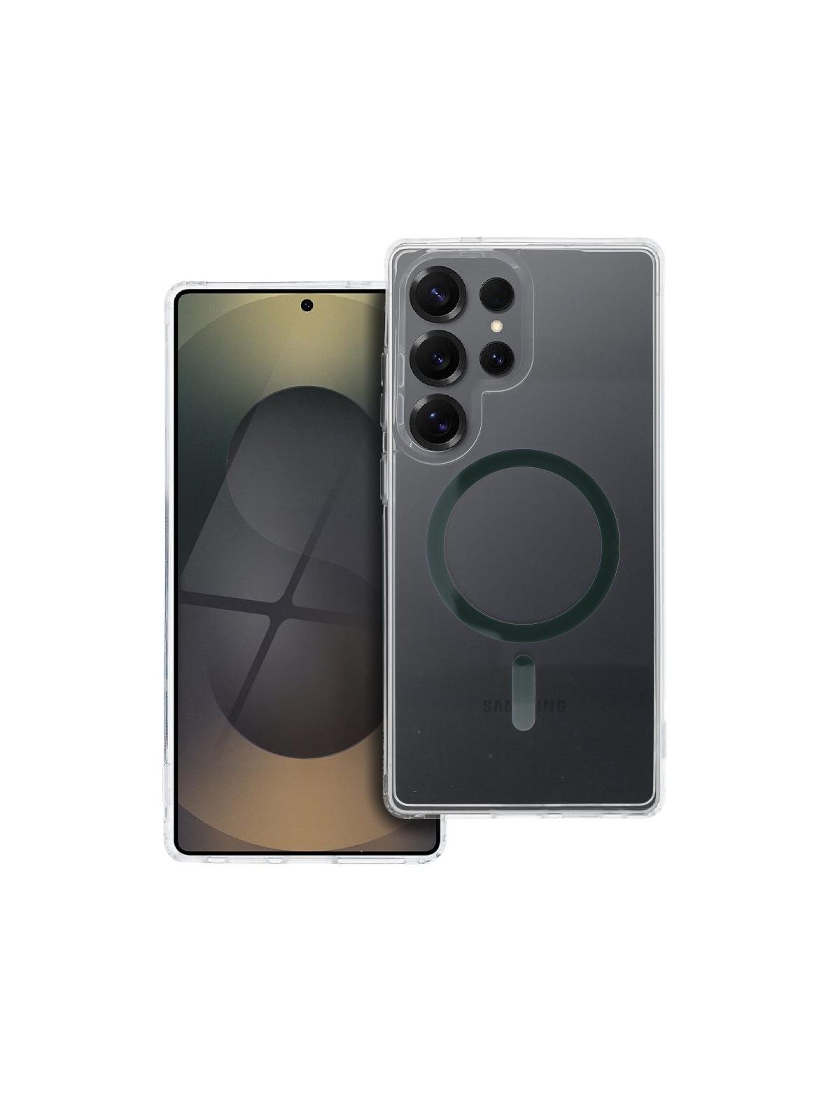 Drop Glue Colorful Ring Mag Cover kompatybilny z MagSafe pasuje do SAMSUNG S25 ULTRA ciemny zielony