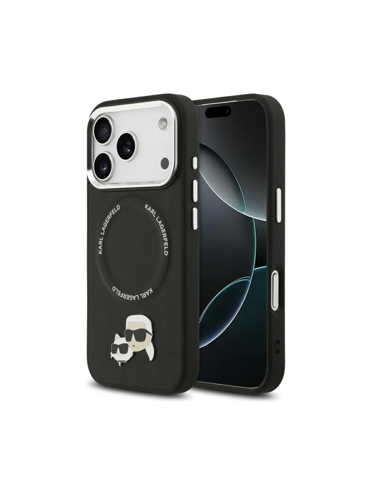 KARL LAGERFELD futerał do IPHONE 17 Pro kompatybilny z MagSafe KLHMP17LPSMLRKCK (PU K&C Pins) czarny