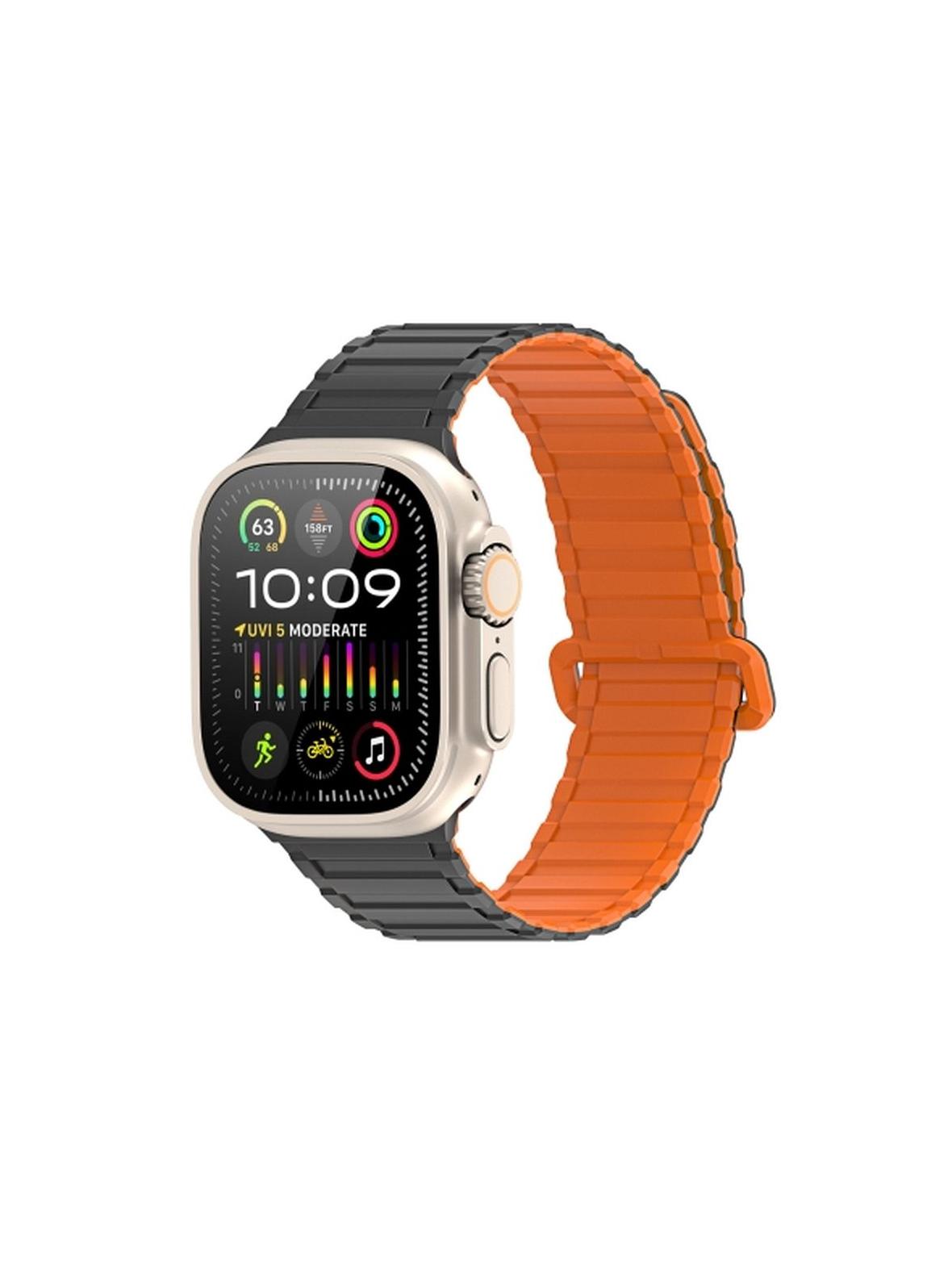 DUX DUCIS pasek KJ silikonowy do Apple Watch 42 / 44 / 45 / 49 mm czarno pomarańczowy