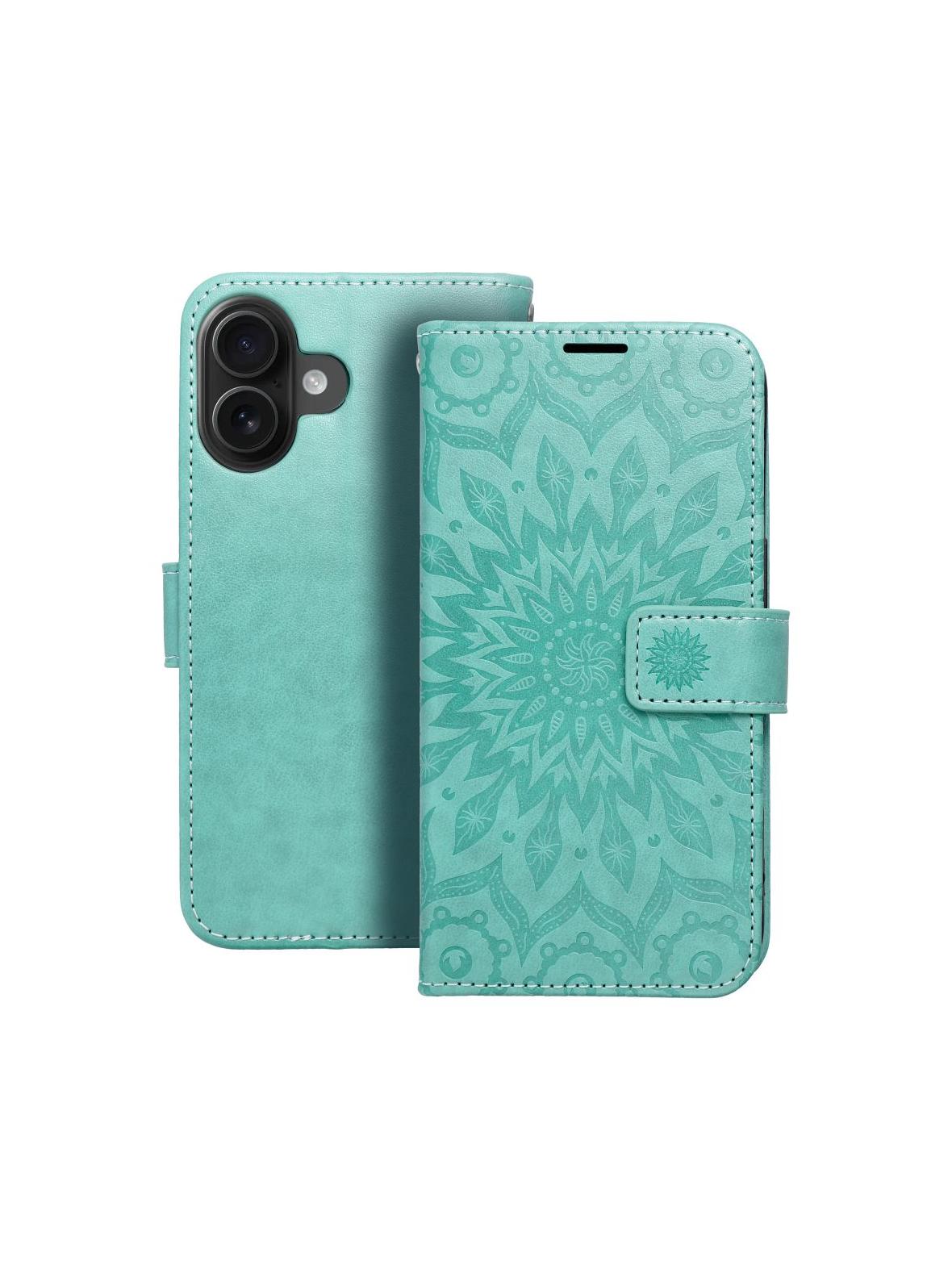 Kabura MEZZO Book do IPHONE 16 mandala zielony