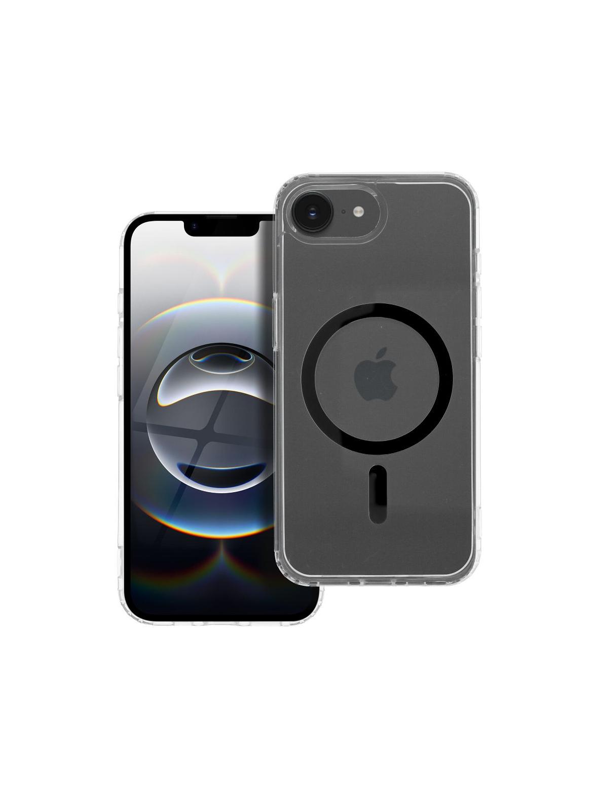 Etui na iPhone 16e (SE 4 2025) Drop Glue Colorful Ring Mag Cover zgodny z MagSafe czarne