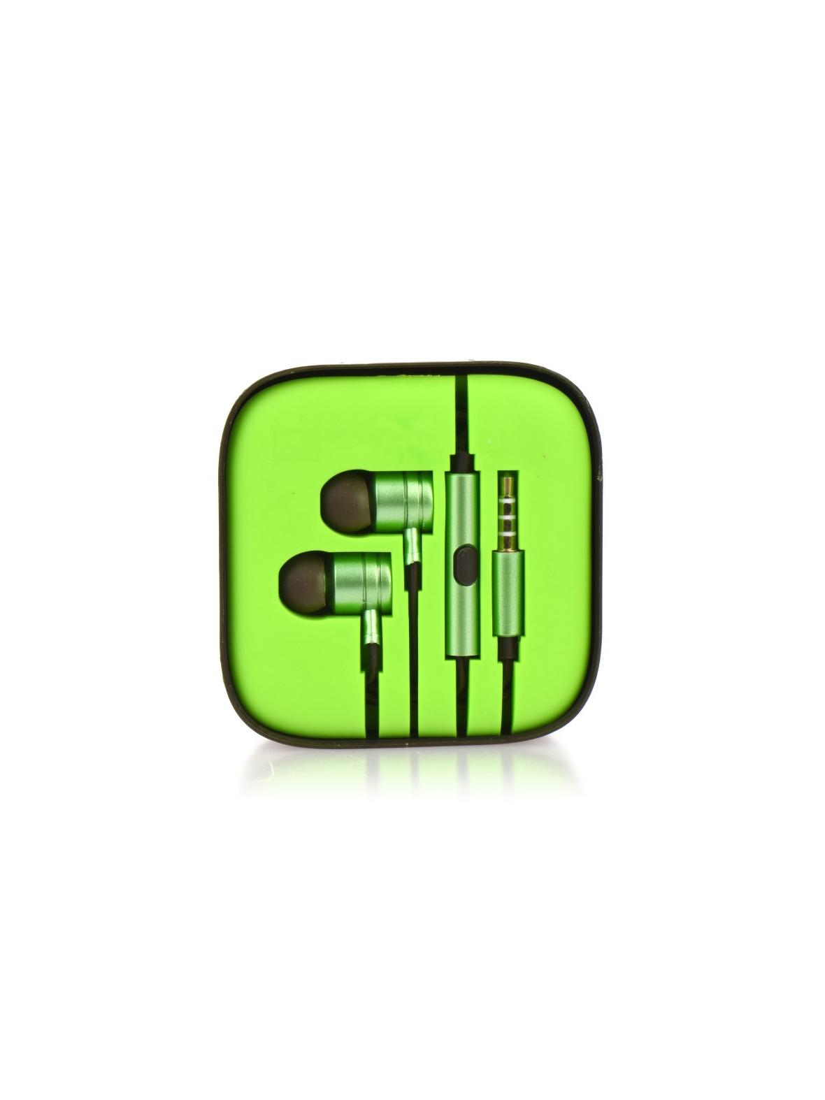 Słuchawki przewodowe Jack 3,5 mm z mikrofonem MI metal box limonka