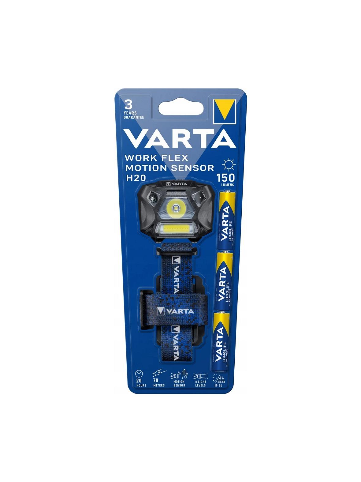 VARTA latarka czołowa LED Work flex motion sensor H20 150lm 18648 + 3 x baterie R3 (AAA)