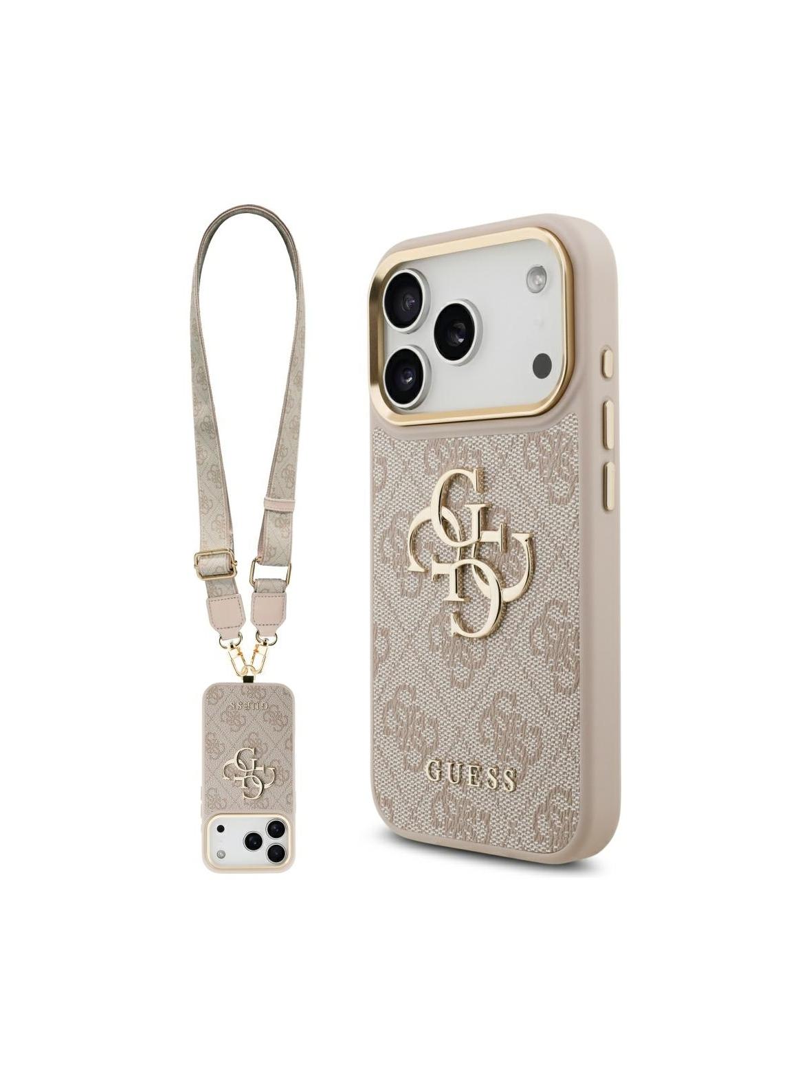 GUESS futerał do IPHONE 17 Pro GUHCP17LP4G4BCSP (PU W/ Big 4G Classic & Big Strap Metal Buttons) różowy