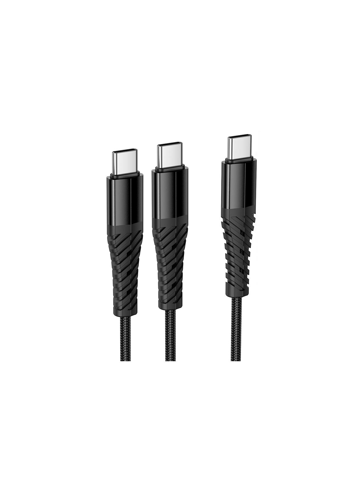 Kabel 2w1 USB C do USB C+C Hoco 1 m X123 czarny