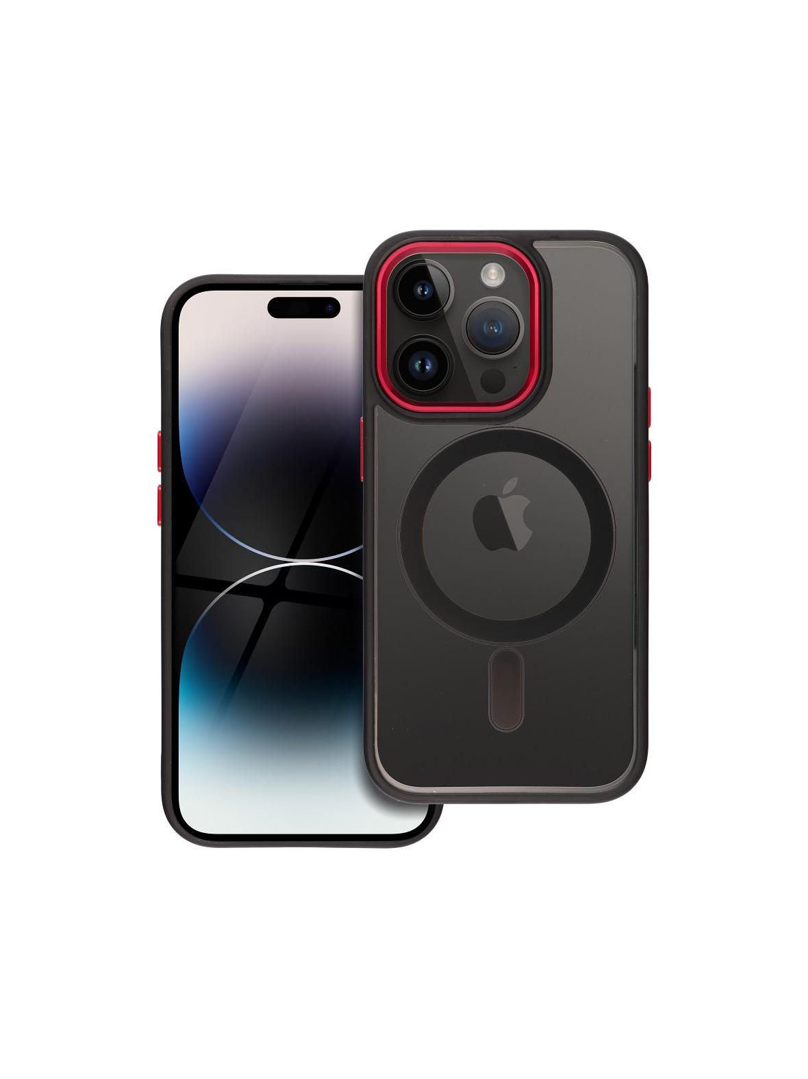 Futerał COLOR EDGE MAG COVER kompatybilny z MagSafe do IPHONE 14 Pro czarno czerwony