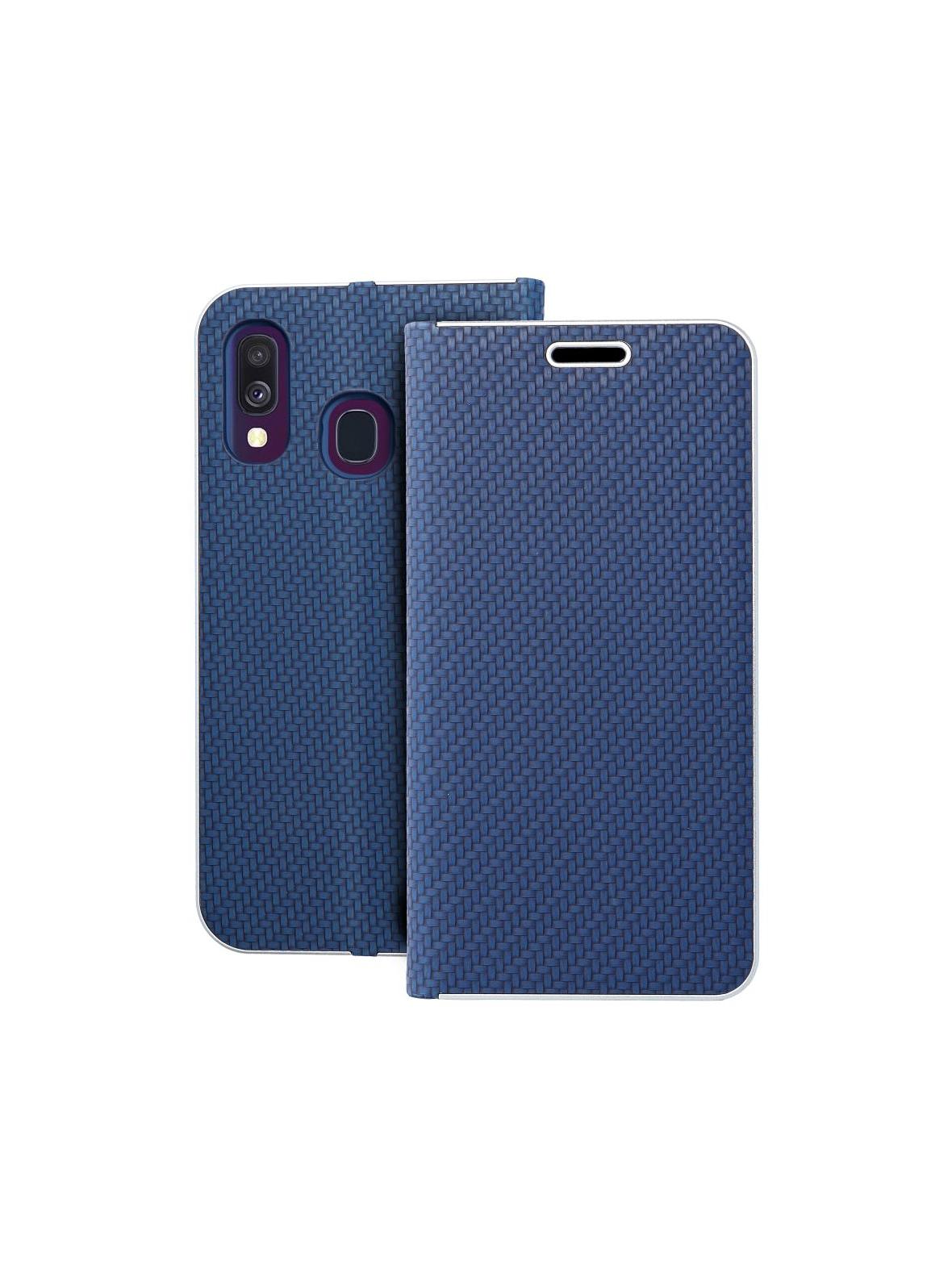Kabura LUNA Book Carbon do SAMSUNG A40 niebieski