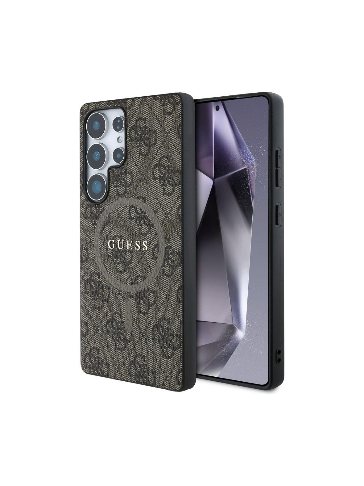GUESS futerał do SAMSUNG S25 Ultra GUHMS25LG4GFRW (Magnetic PU 4G Ring Classic Logo) brązowy