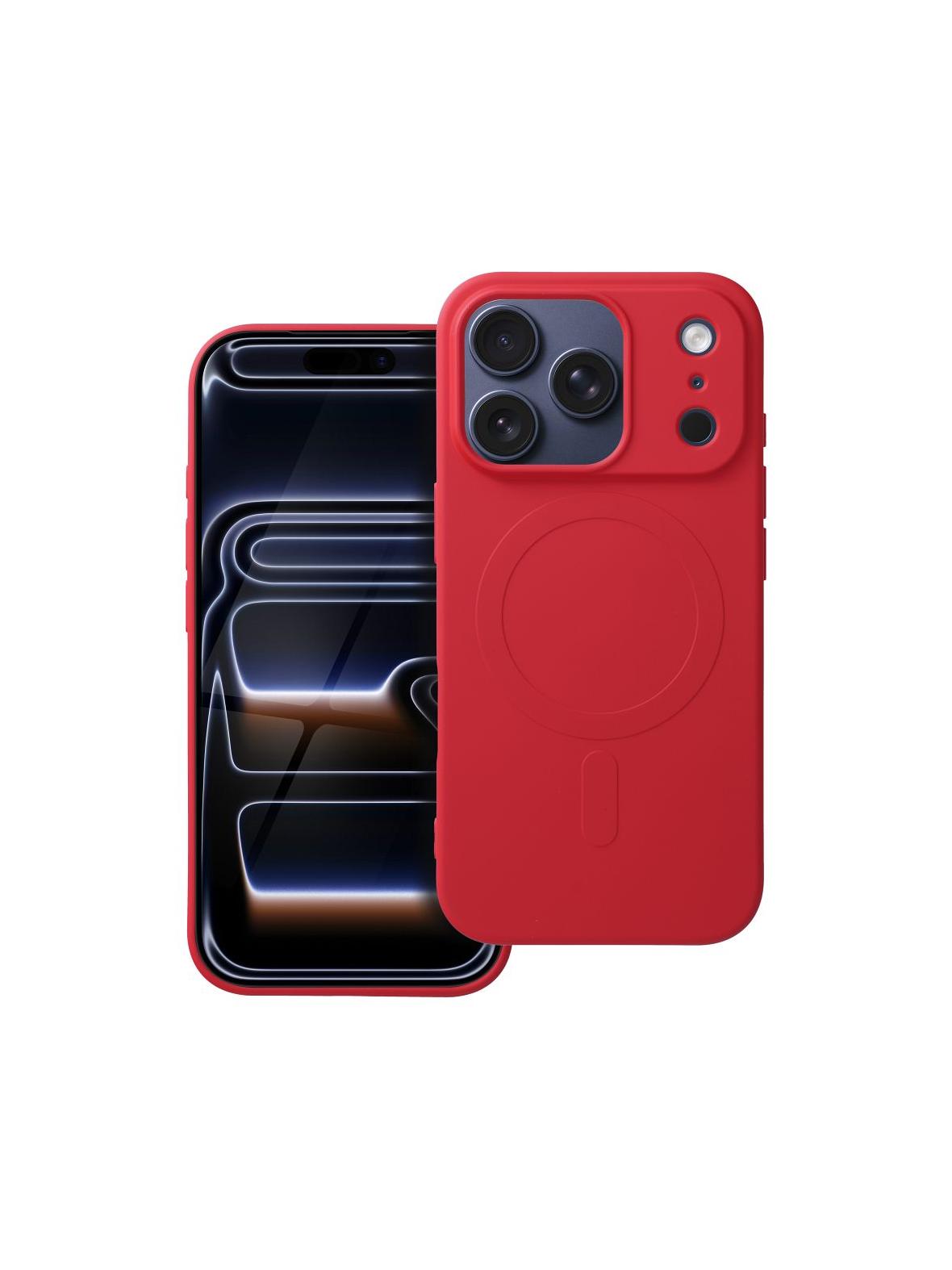 Futerał SILICONE MAG COVER (big hole) kompatybilny z MagSafe do IPHONE 17 Pro czerwony