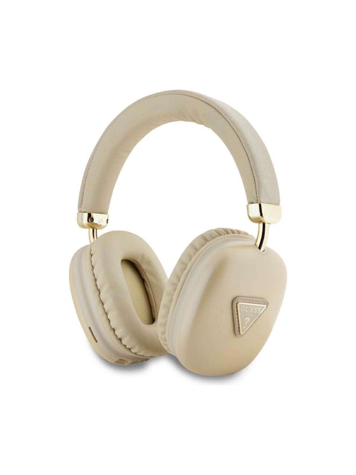 Słuchawki bezprzewodowe nauszne Guess Metallic Triangle Logo złote