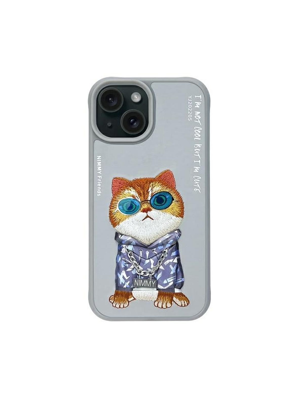 NIMMY futerał GLASSES COOL CAT do IPHONE 15 szary