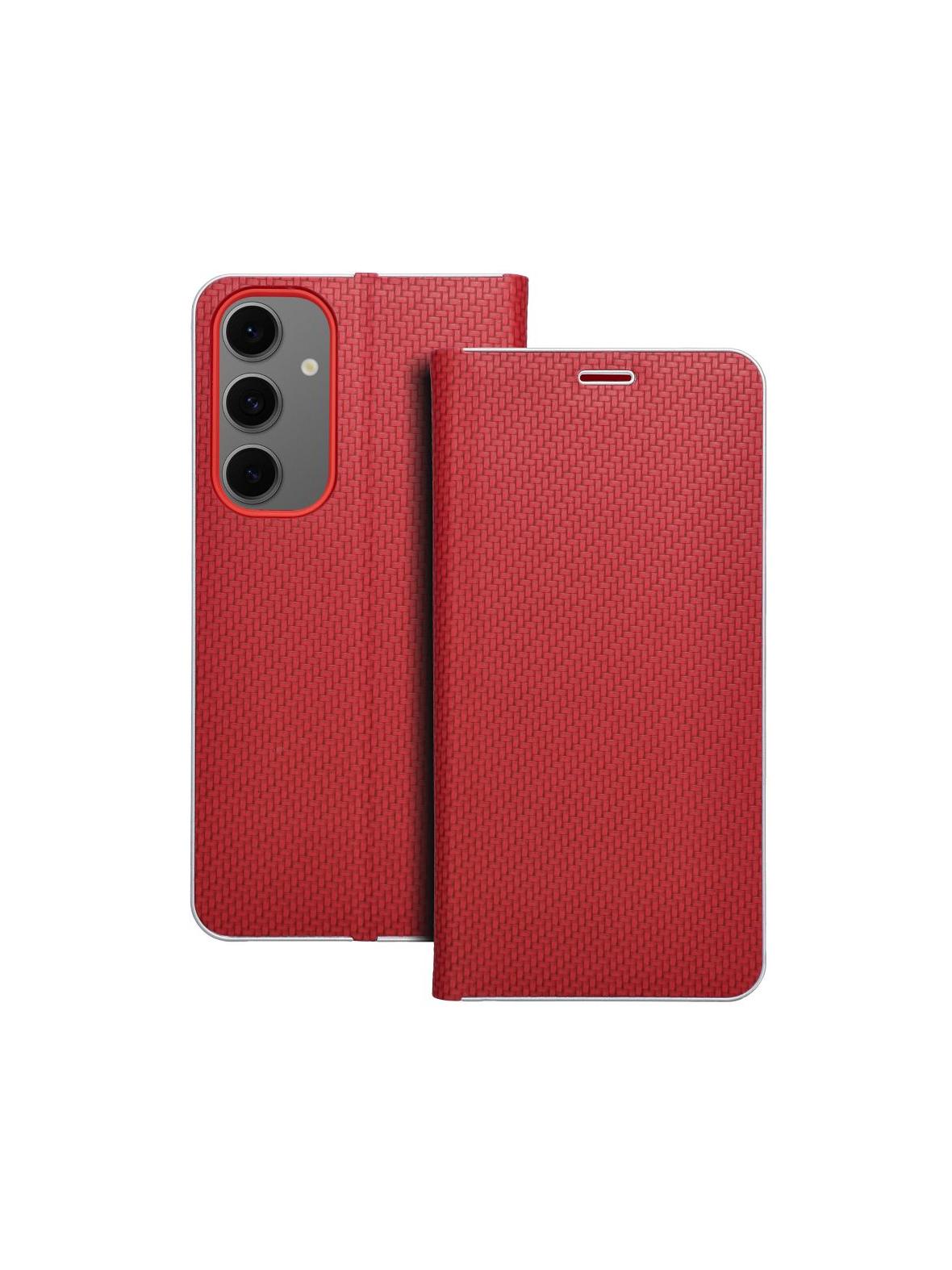 Kabura LUNA Book Carbon do SAMSUNG S24 FE czerwony