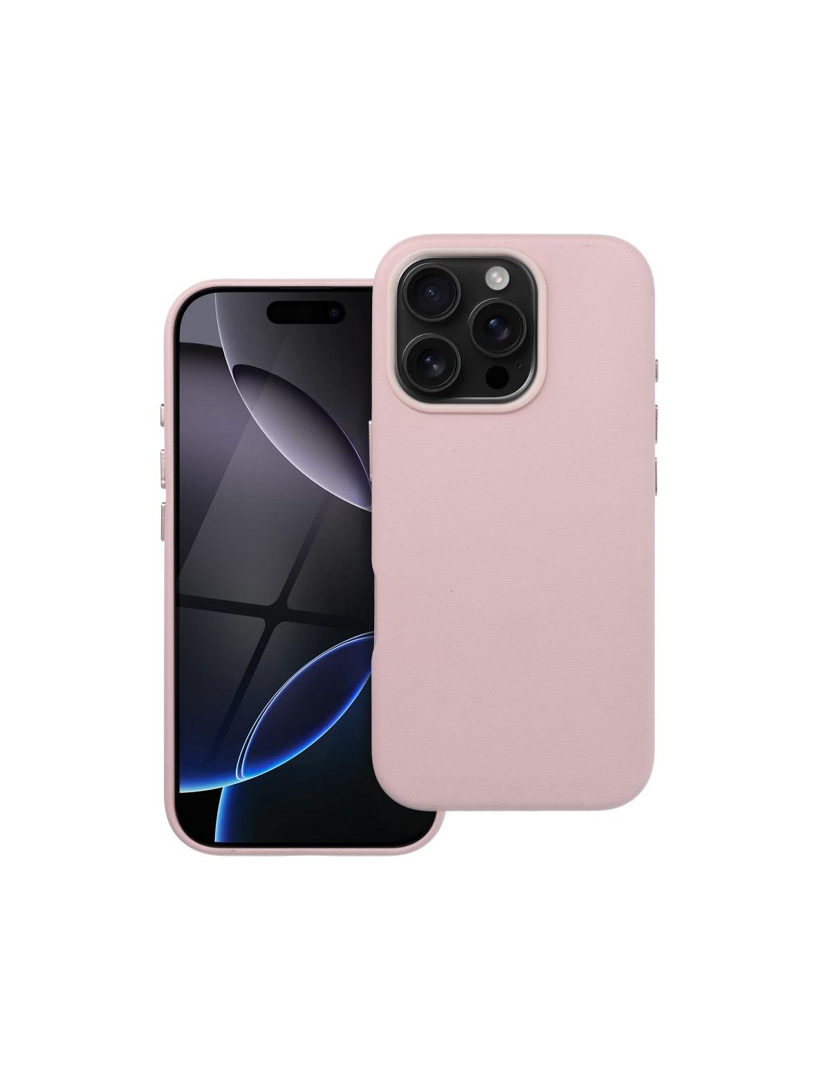 Futerał LEATHER MAG COVER kompatybilny z MagSafe do IPHONE 16 Pro różowy