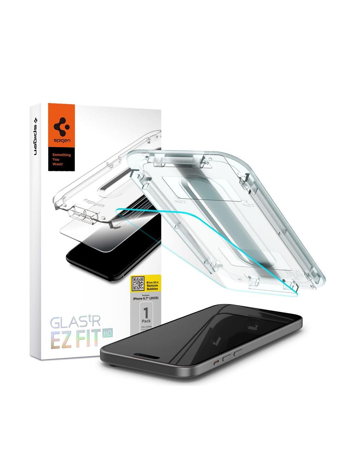 SPIGEN szkło hartowane GLAS.TR"EZ FIT" do IPHONE 15 Plus transparent