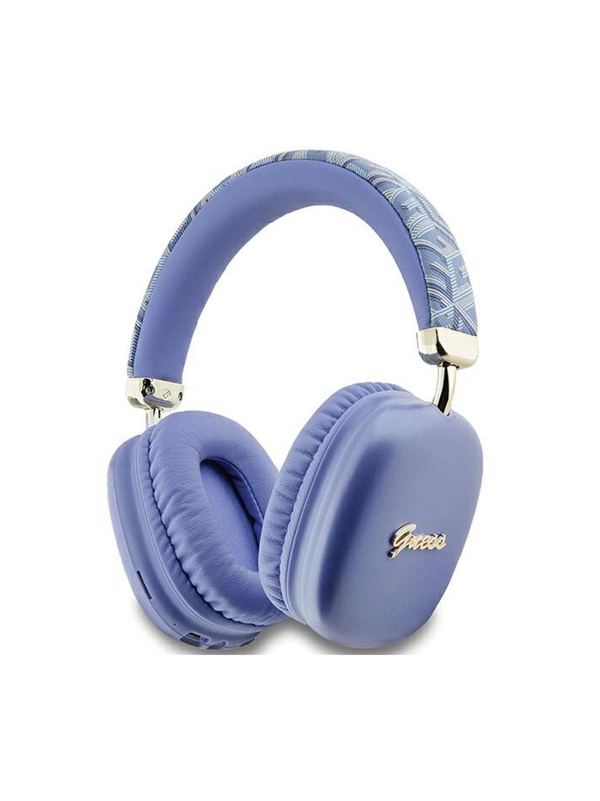 Słuchawki bezprzewodowe nauszne Guess Gcube Metallic Script Logo GUBHK1GCTCSU fioletowe