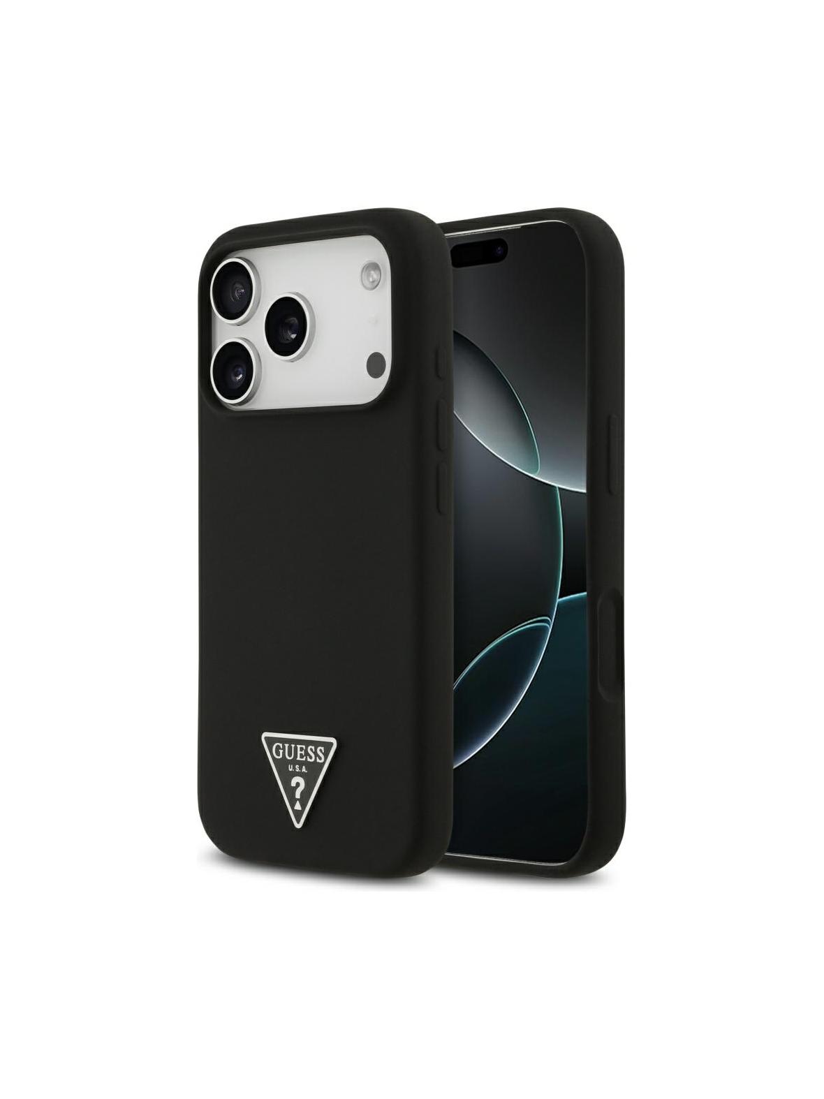 GUESS futerał do IPHONE 17 Pro kompatybilny z MagSafe GUHMP17LSCTRLMK (Silicone W/ Triangle Logo) czarny