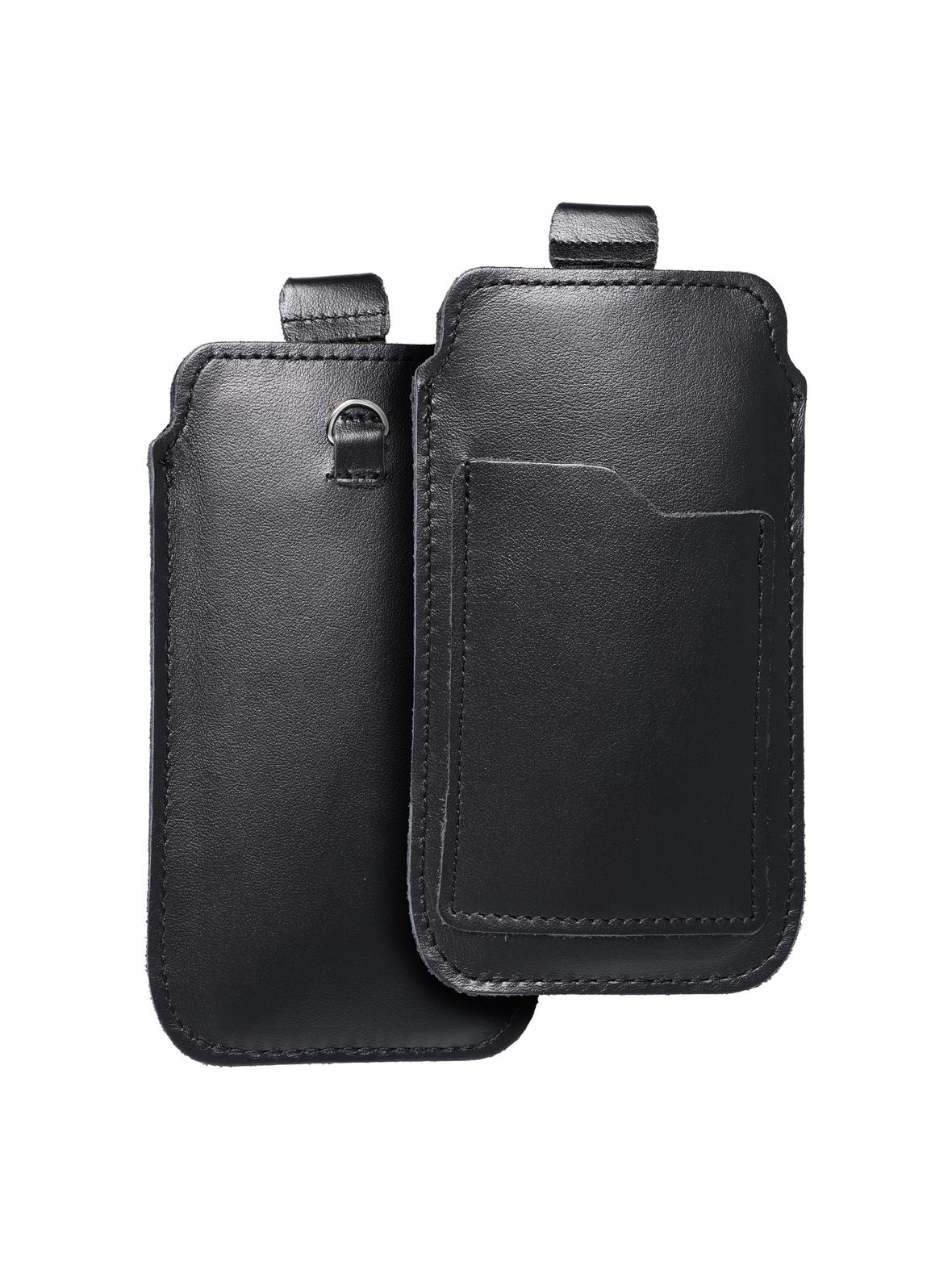 Skórzany futerał uniwersalny / wsuwka z pull-up - ROYAL / czarny - Rozmiar L - IPHONE 6 / 7 / 8