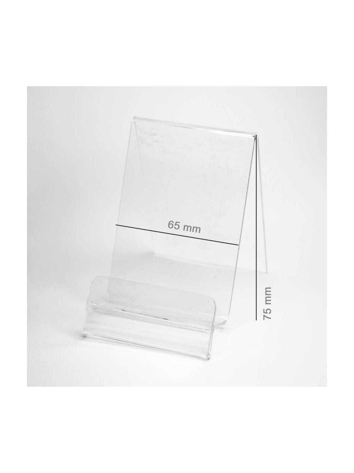 Podstawka Pionowa Plexi / Stojak na telefon z Zakładką na Cenę (Smartfon) szer. 65 mm
