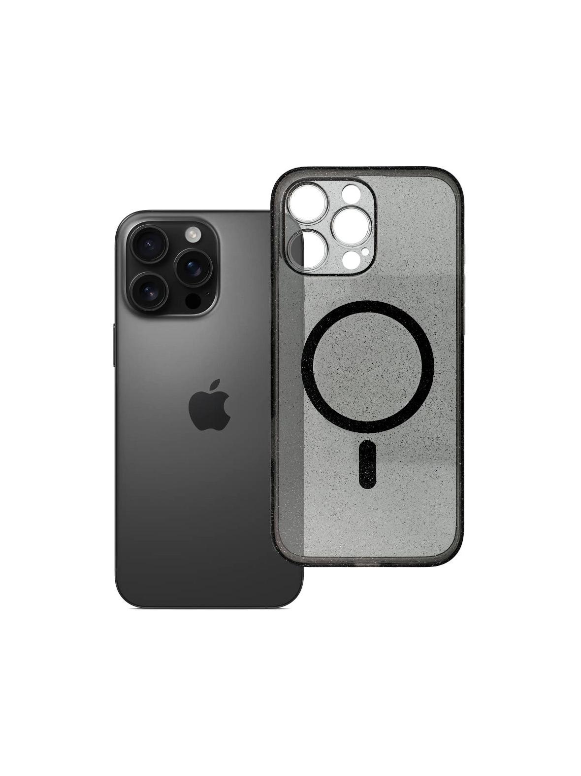 Futerał do iPhone 16 PRO MAX Clear Mag Cover (STR / CAMERA PROTECTION) zgodny z MagSafe  czarny glitter