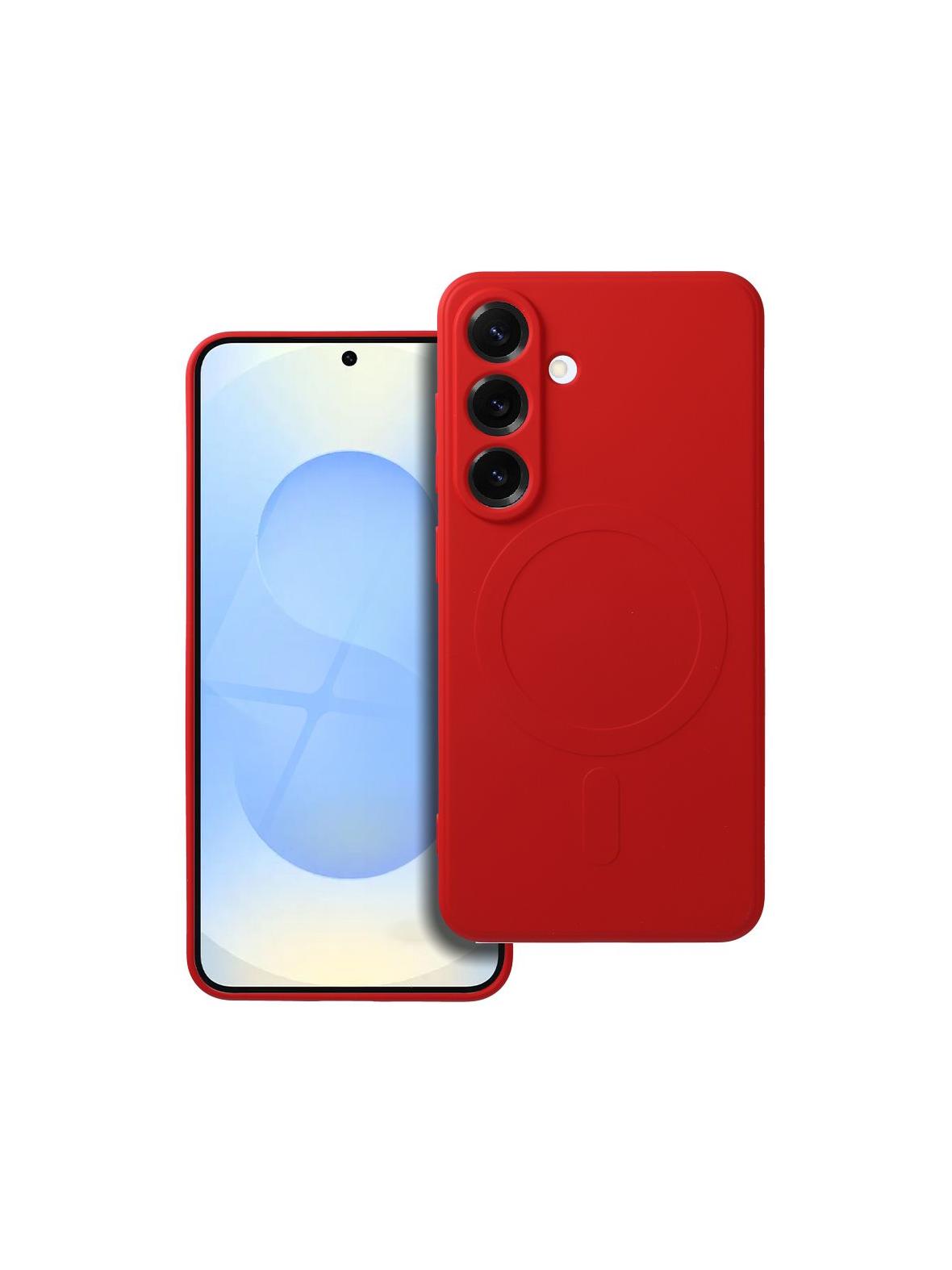 Futerał SILICONE MAG COVER kompatybilny z MagSafe do SAMSUNG S25 czerwony