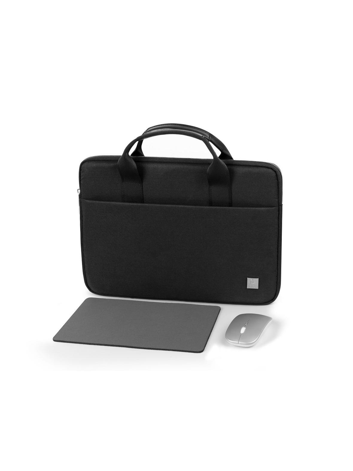 WiWU - Wodoodporna torba na laptopa 15,6" Genius Combo Set 3in1 (torba+myszka+podkładka pod mysz) - czarna
