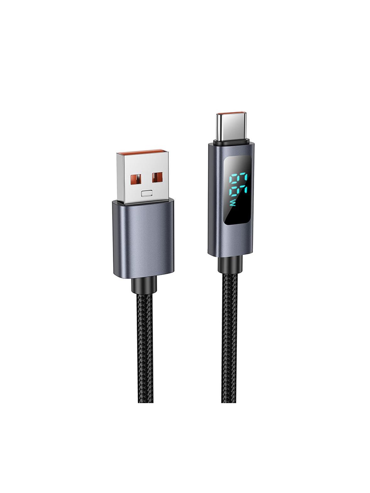 Kabel USB A do USB C Hoco 5A z wyświetlaczem 1 m X112 czarny