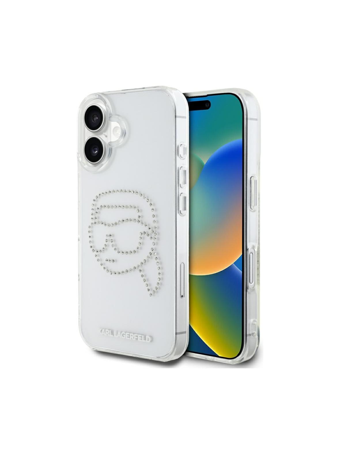 KARL LAGERFELD futerał do IPHONE 16 KLHCP16SHKHDCELT (IML Rhinestones K Head) transparentny