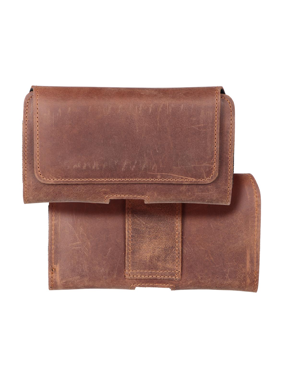 Kabura uniwersalna do paska skórzana ROYAL Crazy Horse pozioma rozmiar XL do IPHONE 13 PRO MAX / 14 PRO MAX / SAMSUNG S21 PLUS / S20 FE / A50 / A51 5G / HUAWEI P30 PRO / P40 PRO / OPPO A98 5G brązowa