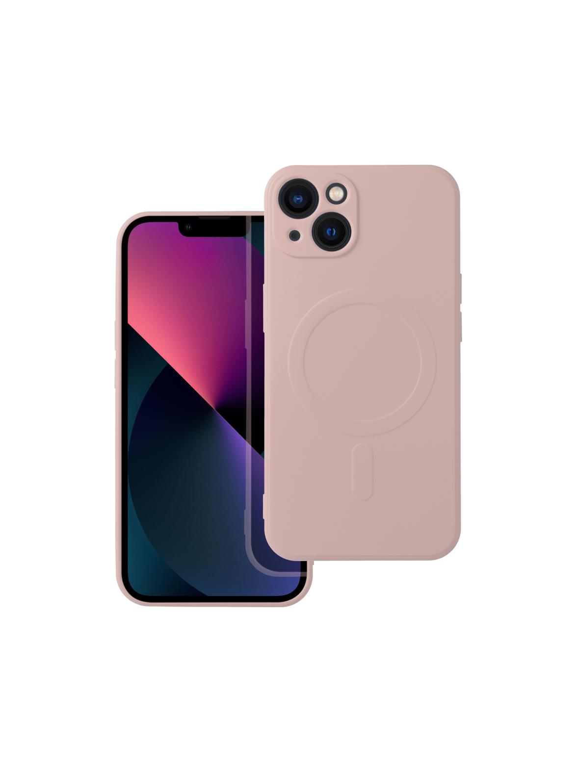 Futerał SILICONE MAG COVER kompatybilny z MagSafe do IPHONE 13 różowy