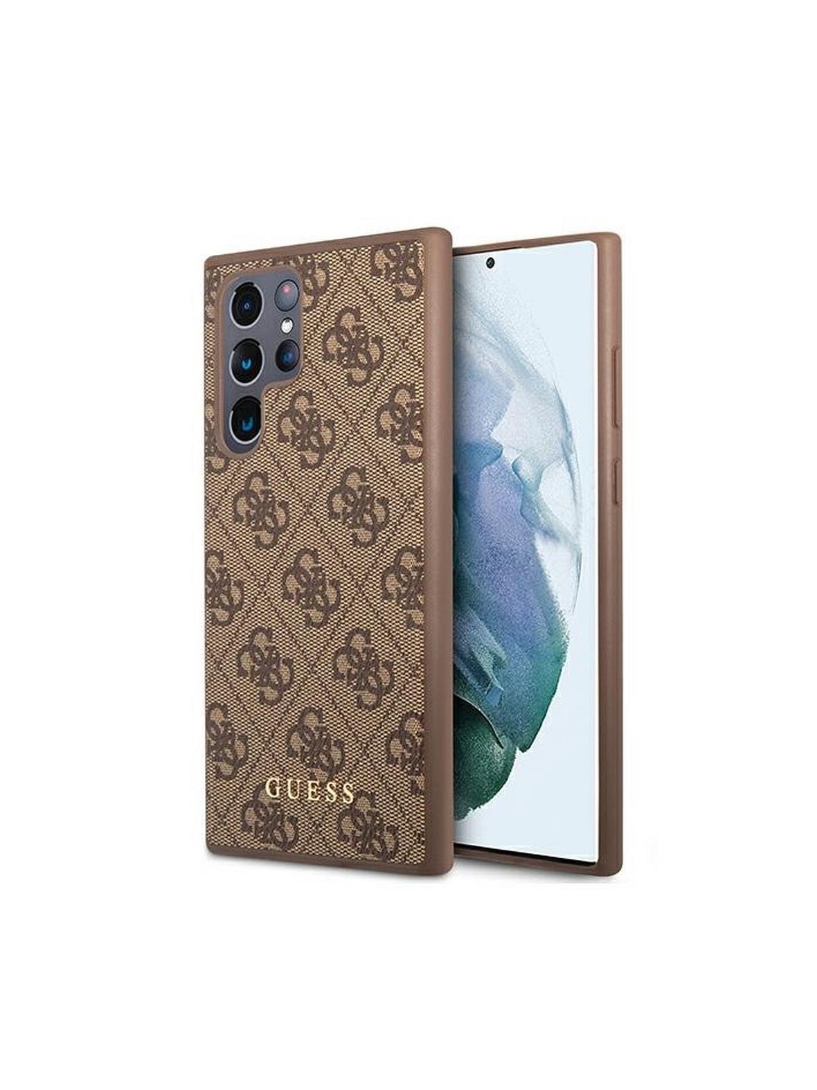 GUESS futerał do SAMSUNG S22 Ultra GUHCS22LG4GFBR (4G Metal Gold Logo) brązowy