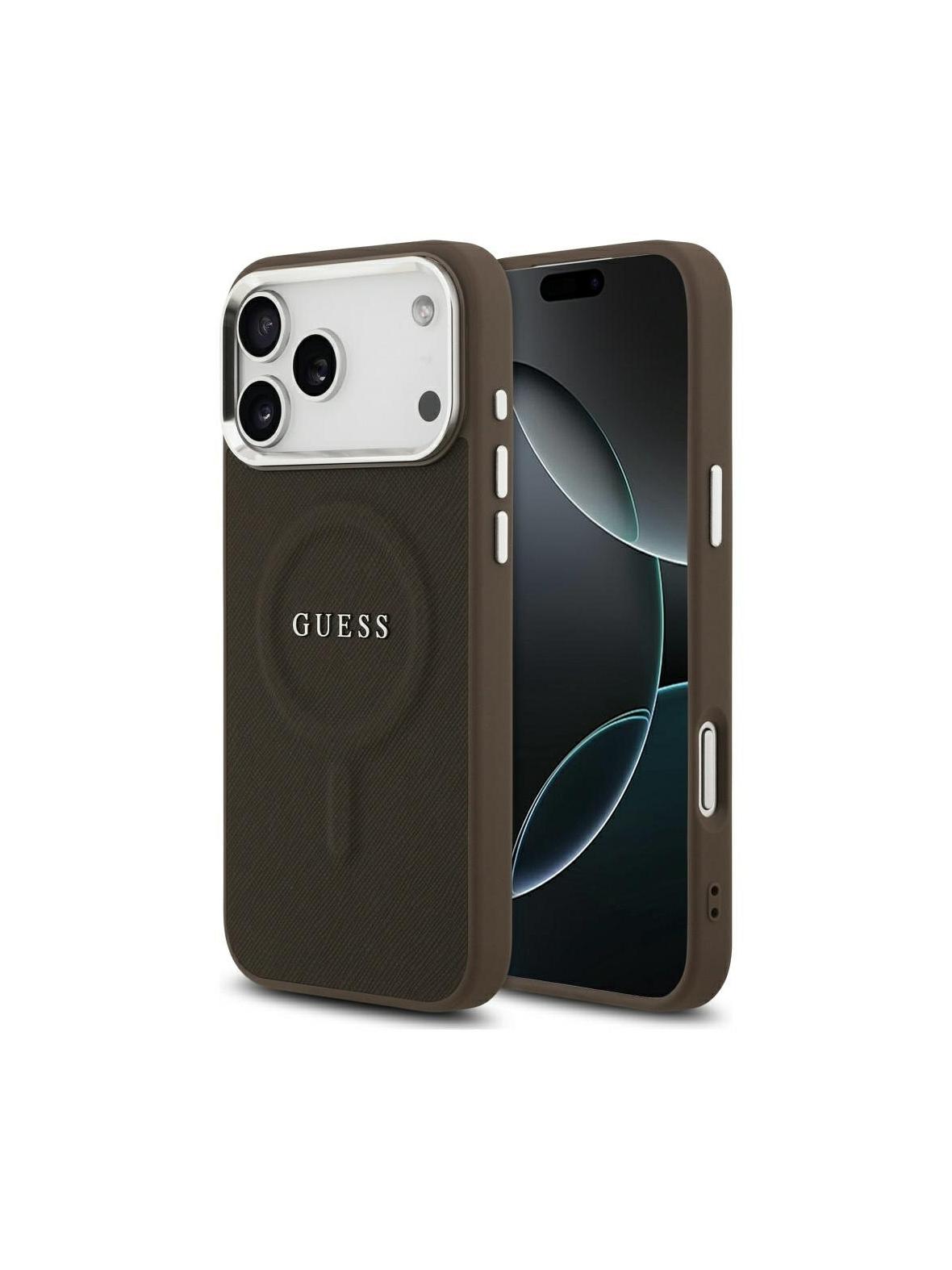 GUESS futerał do IPHONE 17 Pro Max kompatybilny z MagSafe GUHMP17XPSAREGSW (PU W/ Classic Logo) brązowy