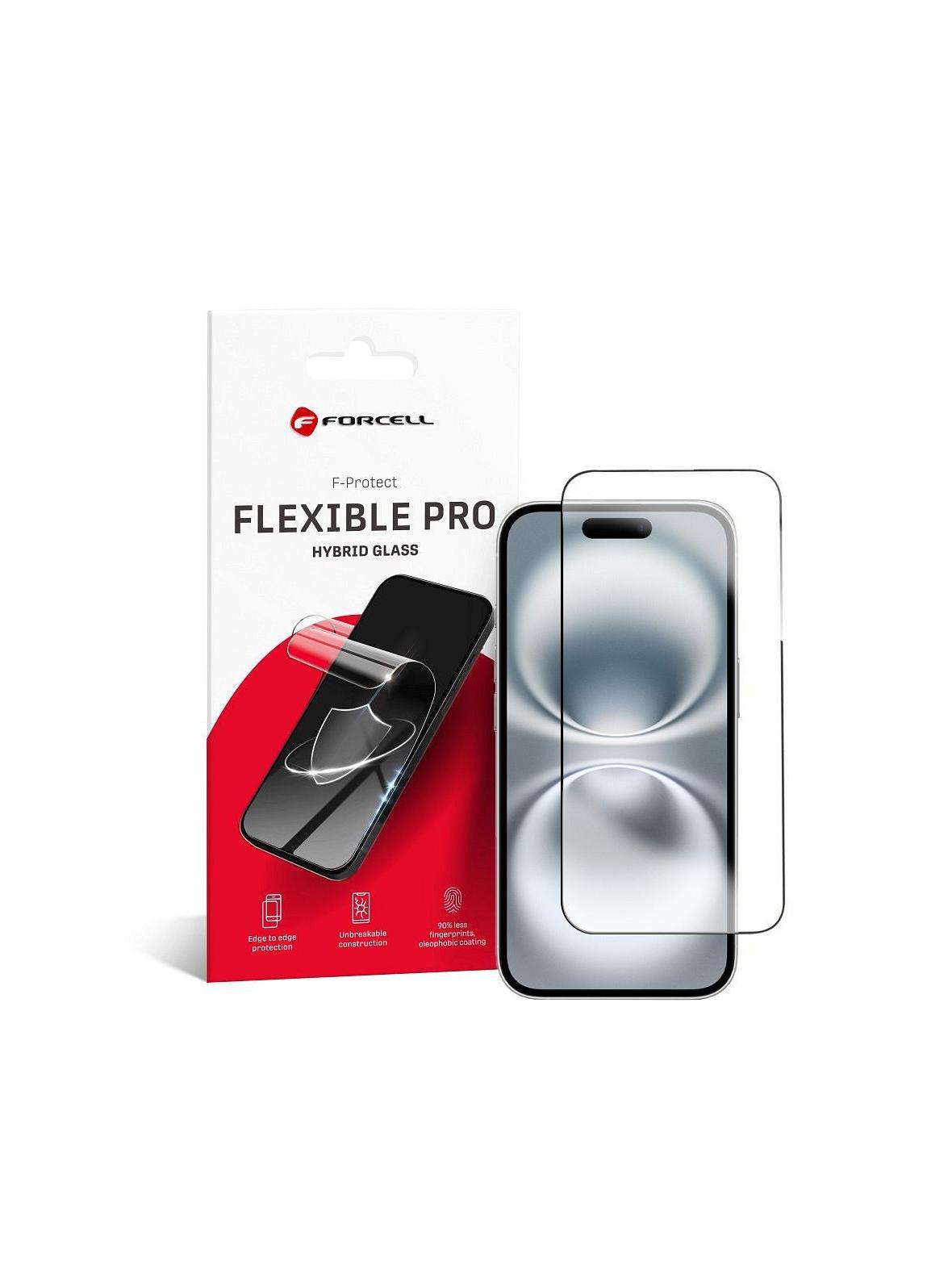 Szkło hybrydowe do iPhone 16 Forcell Flexible 5D czarne