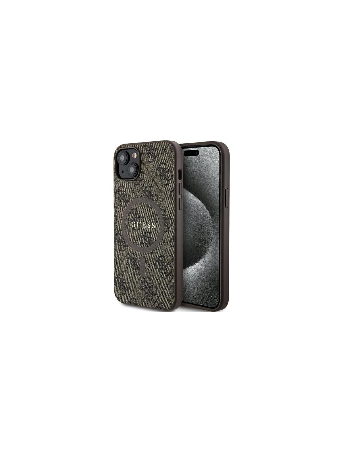 GUESS futerał do IPHONE 14 kompatybilny z MagSafe GUHMP14SG4GFRW (4G Ring classic logo) brązowy