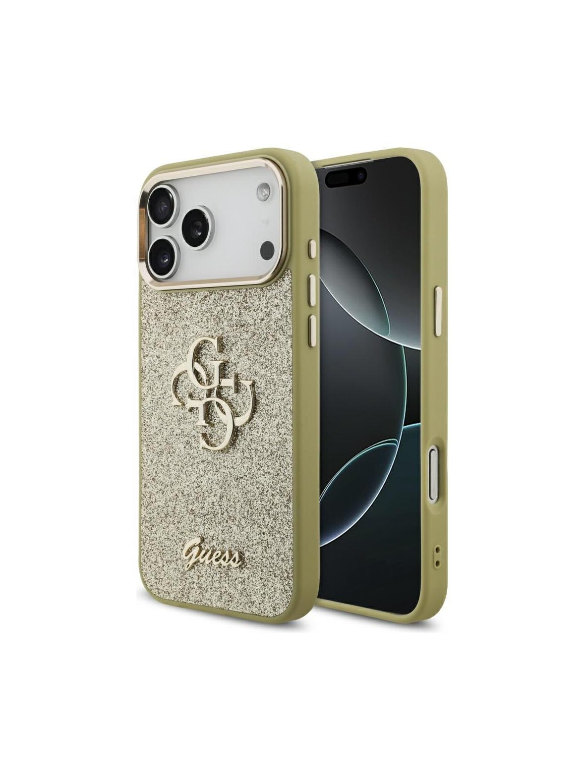 GUESS futerał do IPHONE 17 Pro Max GUHCP17XHG4SGCD (Fixed Glitter Big 4G Metal Frame) złoty