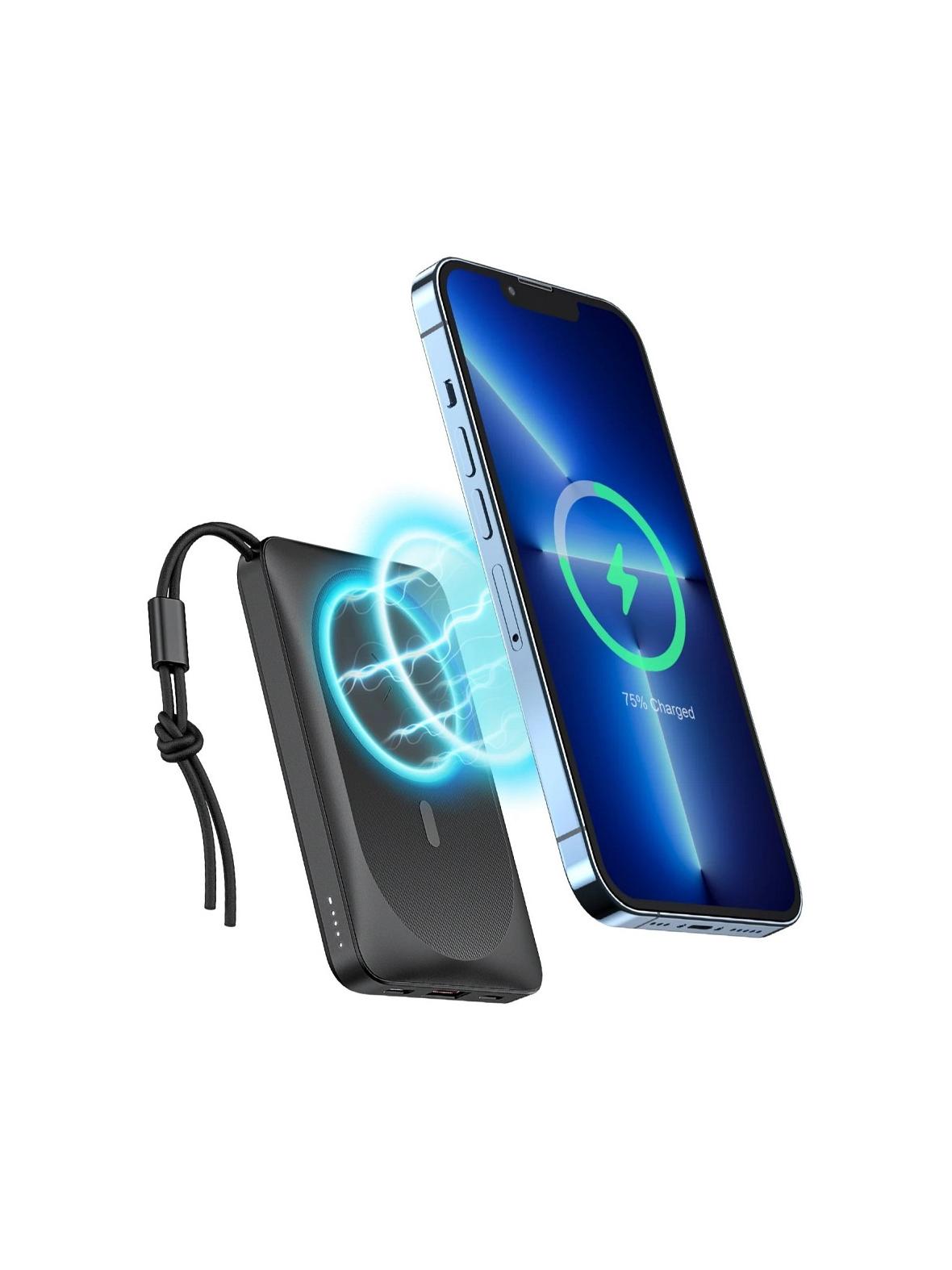 Powerbank zgodny z MagSafe Veger MagOn (VP1151 / W1151) PD QC3.0 2A 20W z ładowaniem indukcyjnym czarny