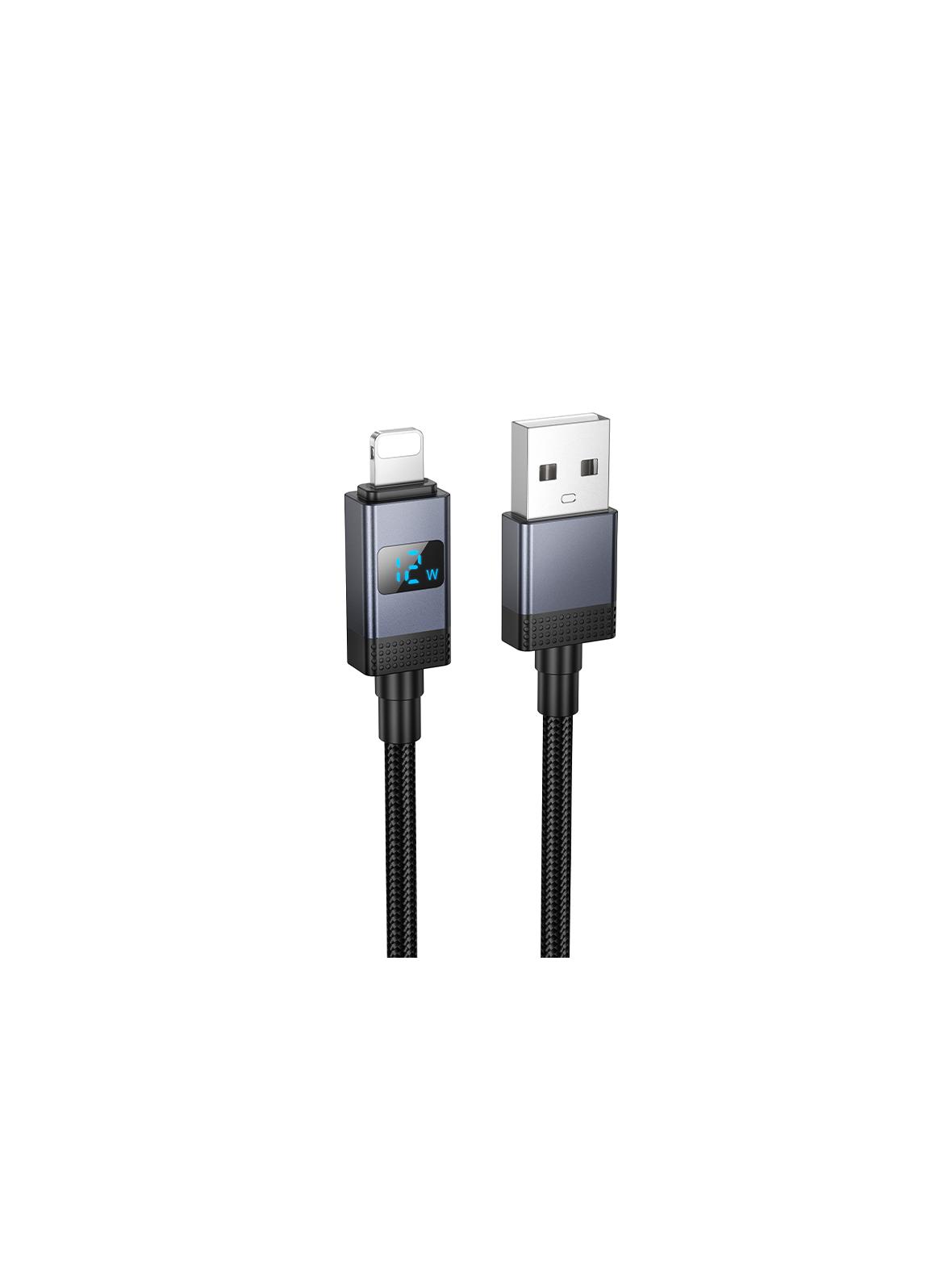 Kabel USB A do Lightning Hoco 2,4A z wyświetlaczem 1 m X118 czarny