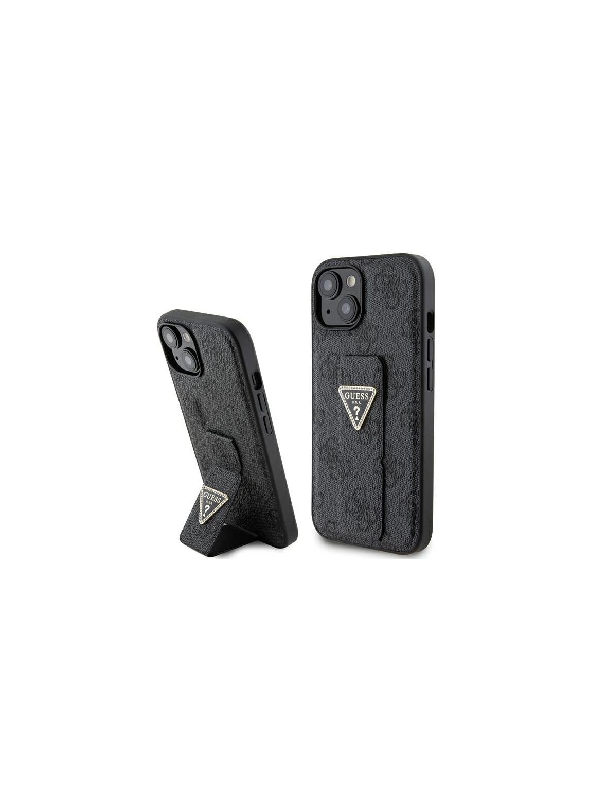 GUESS futerał do IPHONE 13 / 14 / 15 GUHCP15SPGS4TDK (Grip Stand 4G Triangle Strass) czarny