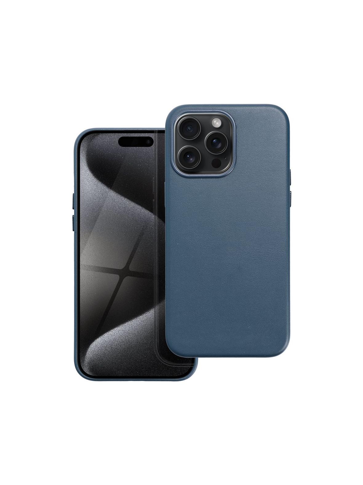 Futerał LEATHER MAG COVER kompatybilny z MagSafe do IPHONE 15 Pro Max niebieski