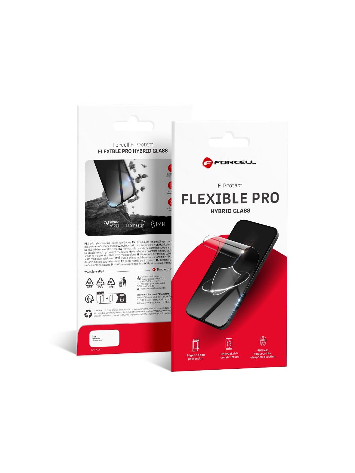 Szkło hybrydowe do Samsung S23 ULTRA Forcell Flexible 5D czarne (Hot Bending) - działający czytnik