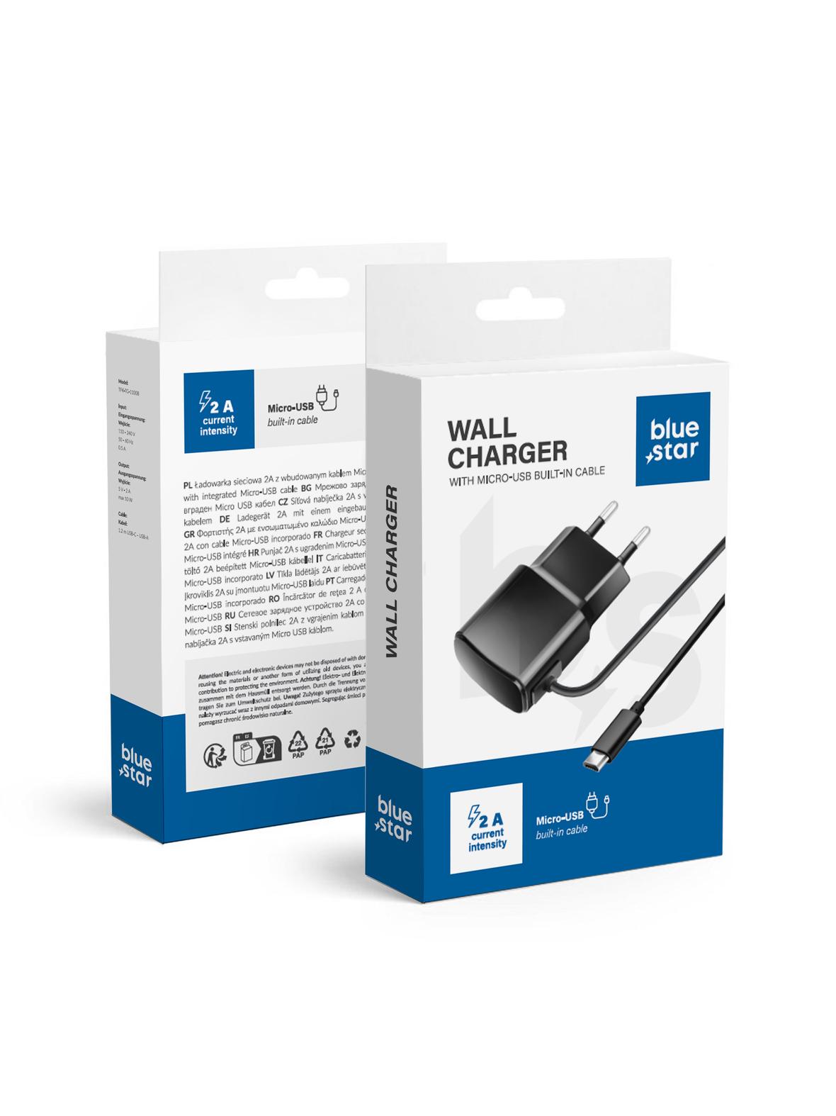 Ładowarka sieciowa do telefonu Blue Star 2A 10W z kablem Micro USB TFK-TC-1100B czarna