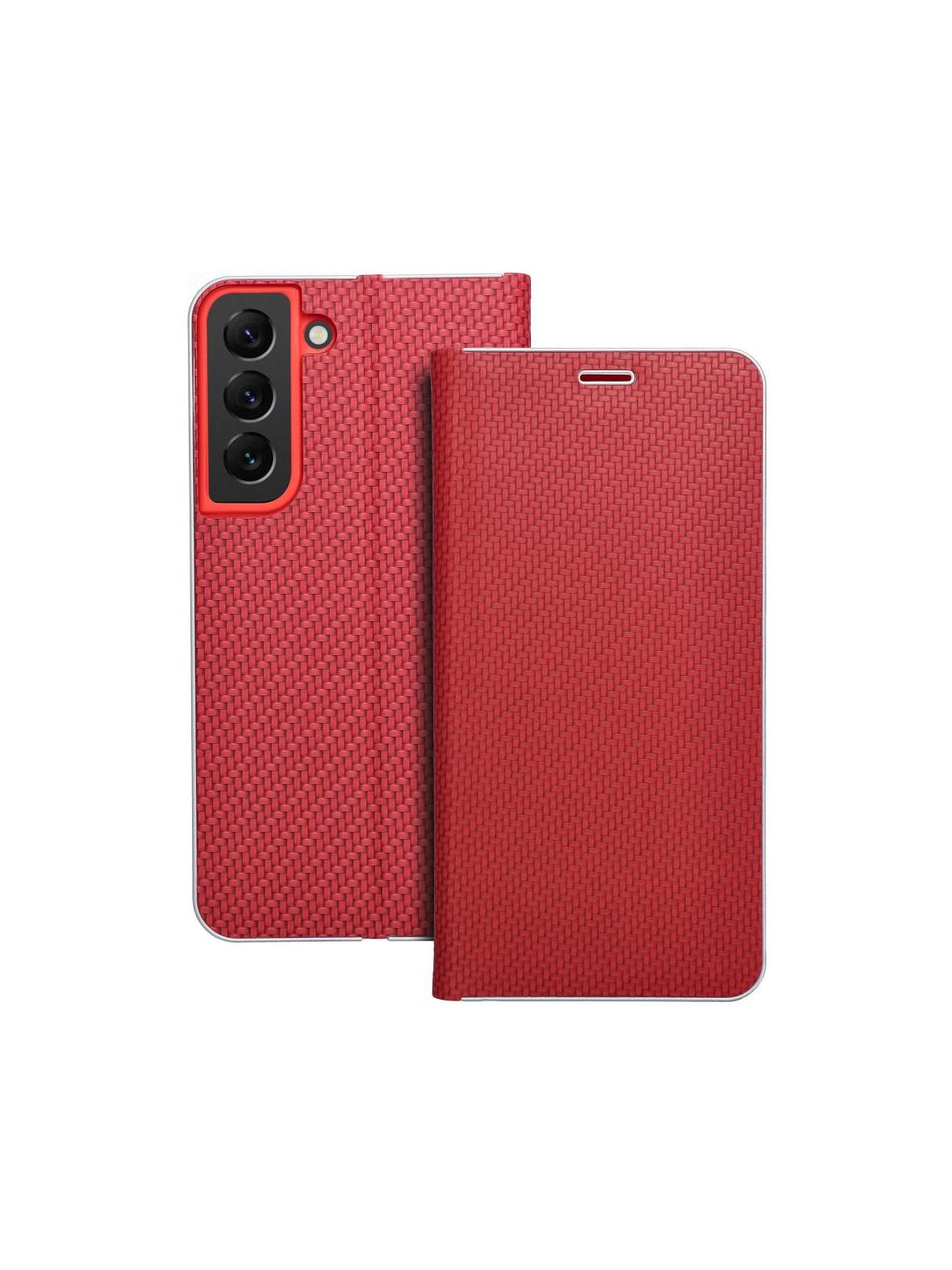 Kabura LUNA Book Carbon do SAMSUNG S22 czerwony