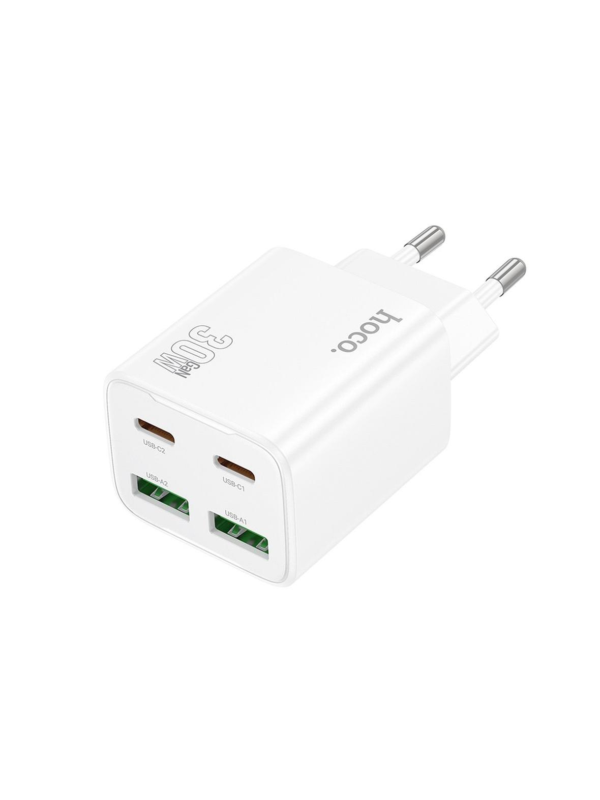 Ładowarka sieciowa do telefonu Hoco 2 x USB C + 2 x USB A QC3.0 PD 3A 30W N56 biała