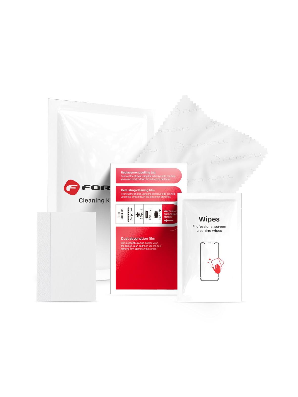 Zestaw czyszczący do ekranów Forcell LCD 4w1 (ściereczka mokra i sucha, szpatułka, stikery)