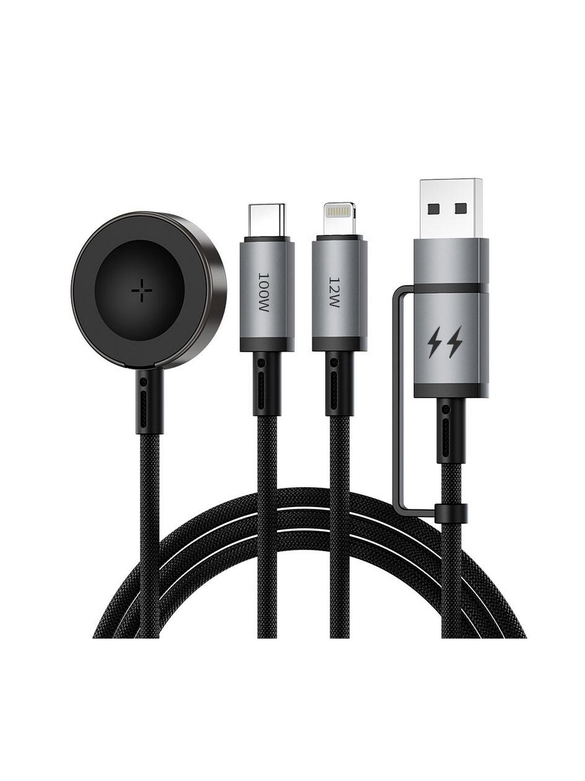 Kabel 5w1 Fast Charging USB A/USB C do C+L+Wireless Wiwu 100W czarny